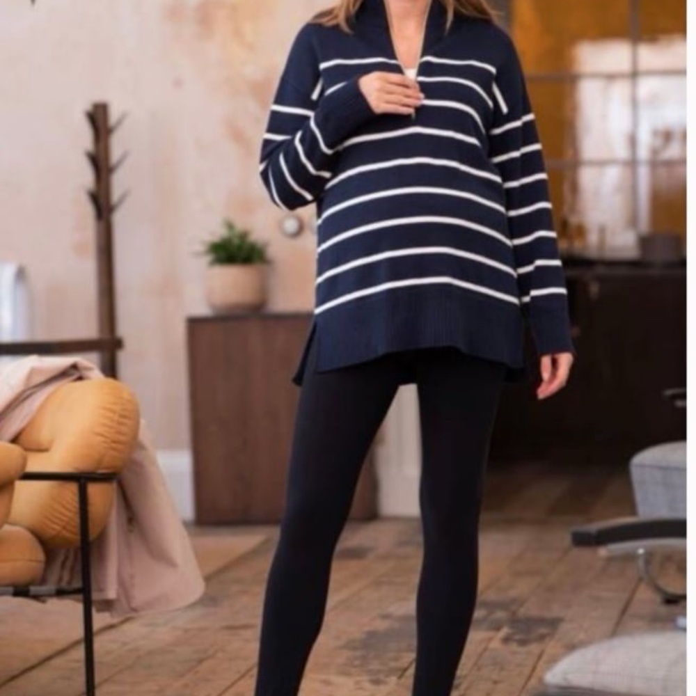 Seraphine Zipped Cotton Maternity & Nursing Sweater
